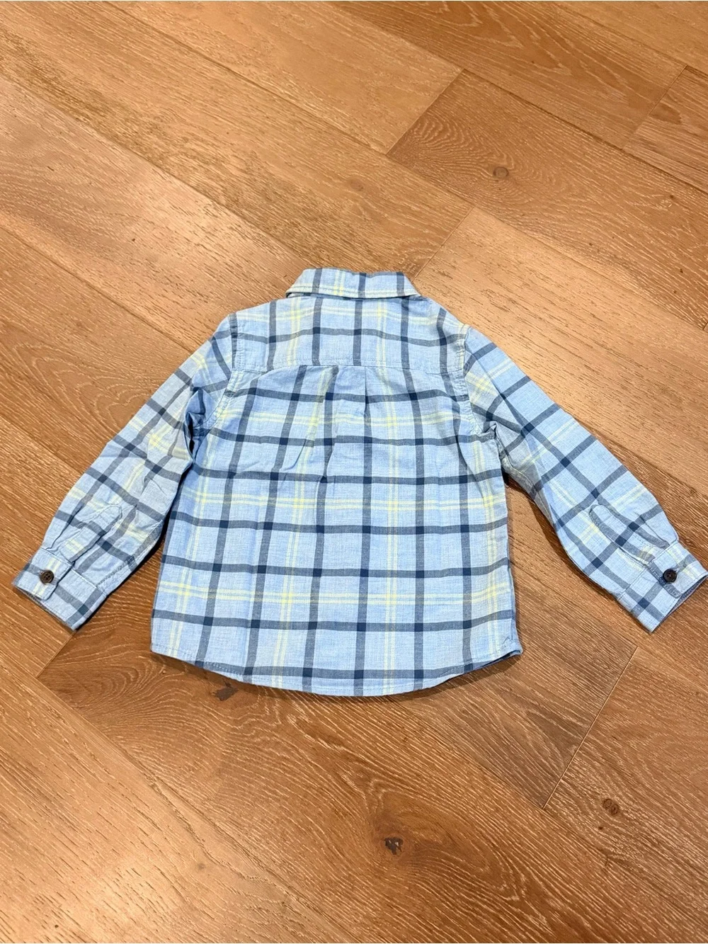 Cat&Jack Toddler Boy Blue Plaid Long-Sleeve Button-Up Size 3T